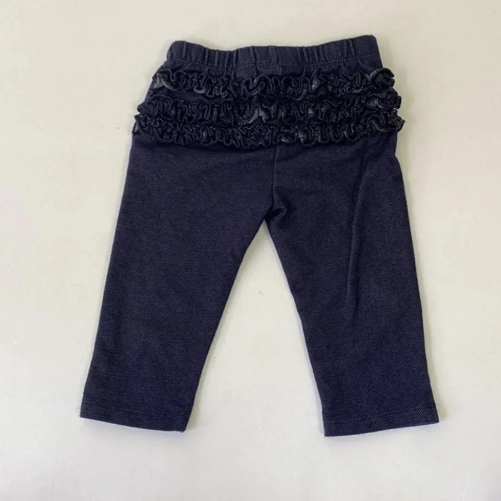 The children’s place size 3-6M chambray colored stretch‎ ruffle butt leggings